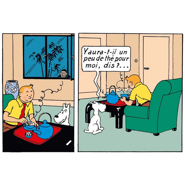 Tintin prenant le thé