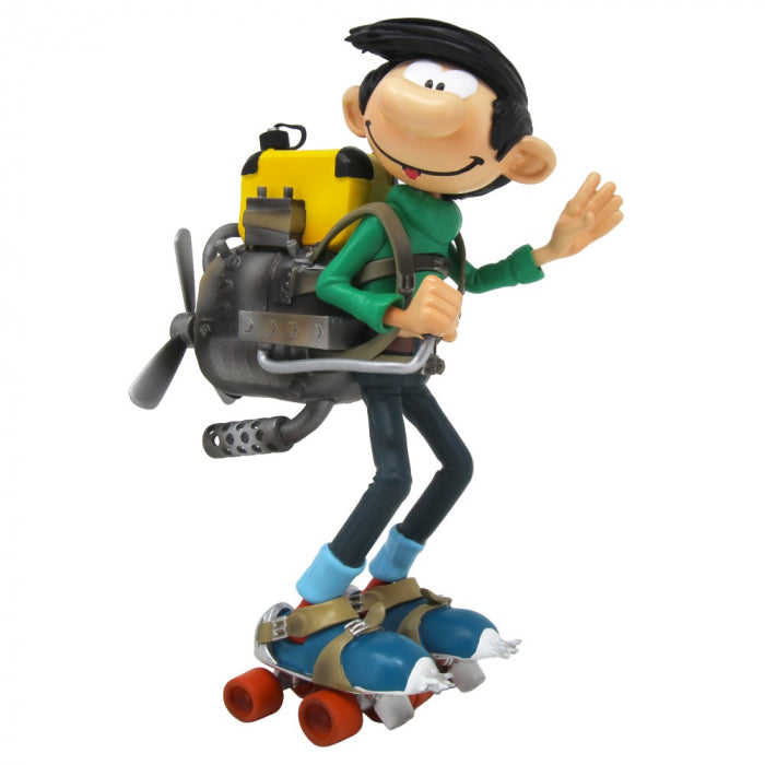 Gaston Lagaffe, moteur sur patins à roulettes